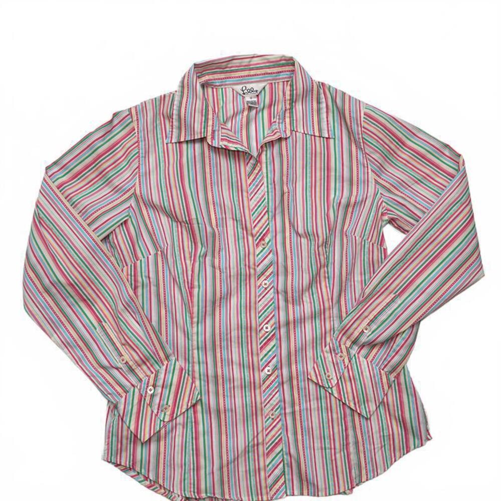 Lilly Pulitzer Stylish Multi-Color Striped Button-Up Shirt Women's size 12
